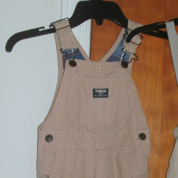 2 Pairs of Pants NWT H&M organic cotton with suspenders 4T & Oshkosh Overalls 3T - Picture 3 of 4